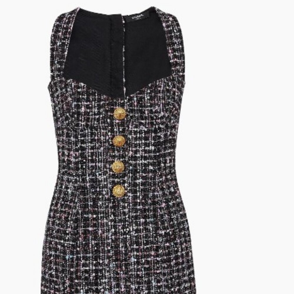 NWT Authentic Balmain Tweed Buttoned Fringe Minid… - image 8